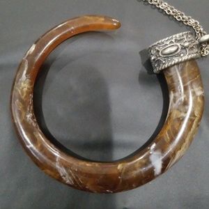 Beautiful amber color tusk necklace